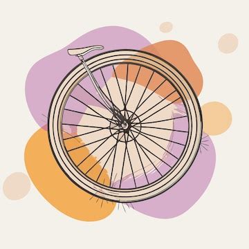A drawing of a wheel with a purple and orange background | Premium Vector