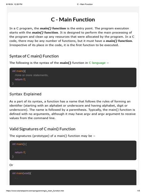 Image result for C Program Main Function