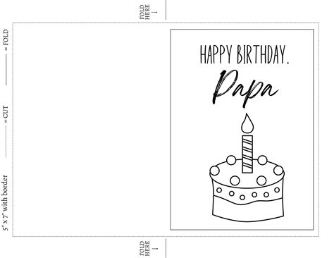 Papa Birthday Coloring Card: 5x7 Printable With Envelope (PDF) - Etsy