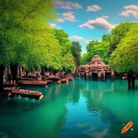 Ruinas aztecas en el lago de camecuaro on Craiyon