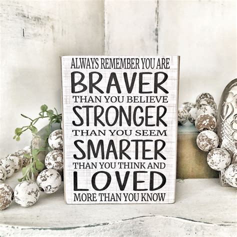 Always Remember You Are Braver Than You Believe Stronger Than You Seem ...