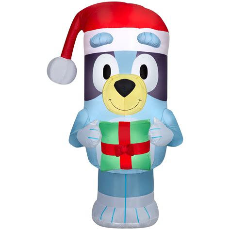 Airblown Inflatables Christmas Bluey with Santa Hat and Present Bluey ...