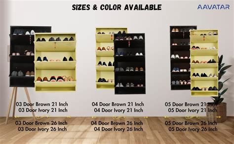 AAVATAR 5 Door Brown 26 Inch Wall Mounted Modern Shoerack Metal Shoe ...