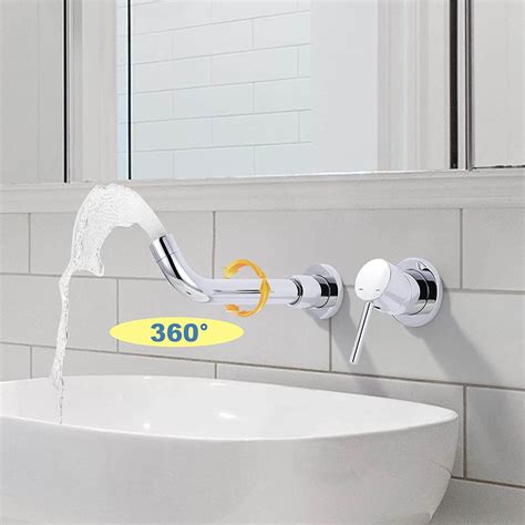 ARCORA Single Handle Brushed Gold Wall Mounted Bathroom Sink Faucet ...