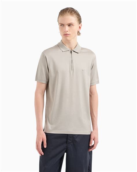 ASV Lyocell-blend jersey polo shirt with zip | Emporio Armani