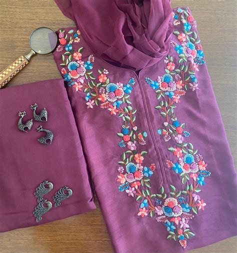 Magenta Silk Embroidery Dress Material – MAMTA FOMRA