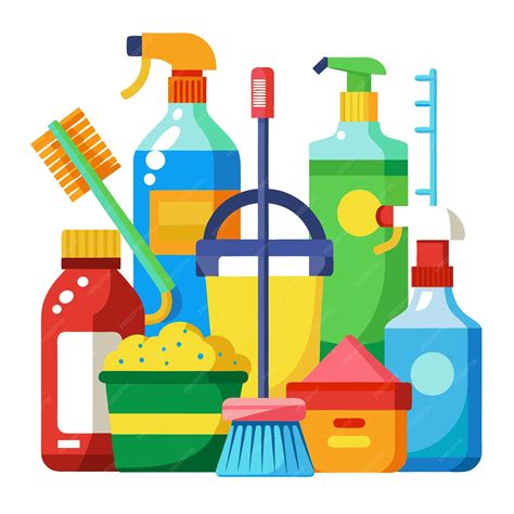 Cleaning products clip art and Vector Design With a White Background ...