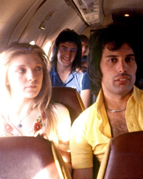 Freddie Mercury and his girlfriend Mary Austin (with John Deacon in the ...