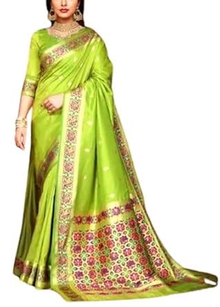Buy Paithani Silk Saree Zari Woven Design With Blouse Piece- Light ...