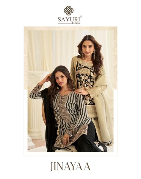 Sayuri Jinayaa Natural Crepe Silk Embroidered Work Salwar Kameez Collection