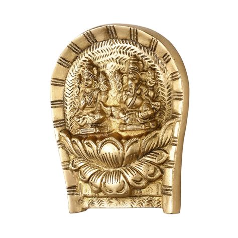 Buy Superfine Brass Ganesha Lakshmi Wall Hanging - 7 inch - Budhshiv.com