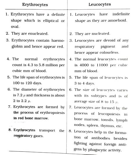 Erythrocytes and Leucocytes.