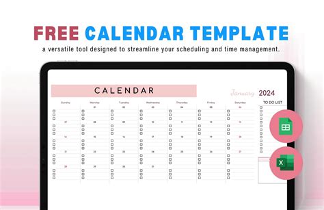 Free Calendar Template - Download in Excel, Google Sheets | Template.net