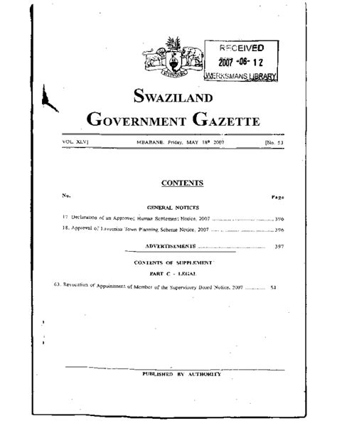 Fillable Online Government of the Kingdom of Swaziland MINISTRY OF ...
