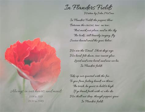 In Flanders Fields | Remembrance poems, John mccrae, Inspirational quotes