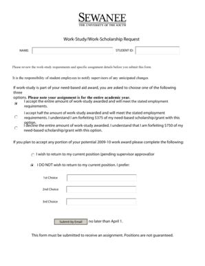 Work-Study Request Form - Blank Fillable Template | Fill Out, Print ...