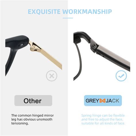 GREY JACK Metal Half Rim Rectangle Eyewear for Men Women 5187 ...