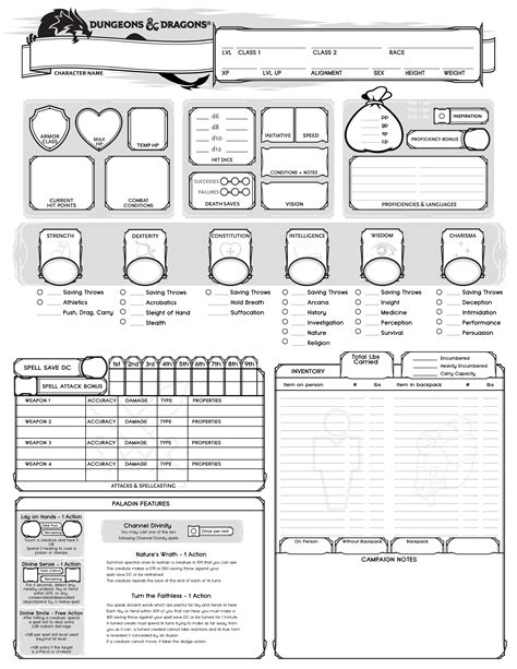 Dnd Character Sheets Printable | Printable AT A GLANCE