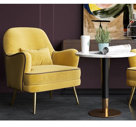 轻奢单人沙发简约北欧沙发椅后现代真皮休闲椅皮布艺设计师椅子