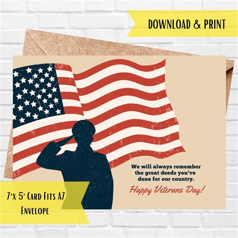 Veterans Day Printable Card, Happy Veterans Day, Military Thank You, Patriotic Card, Remembrance ...