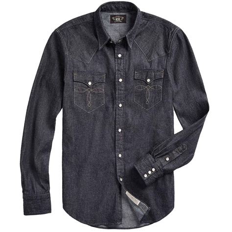 RRL By Ralph Lauren Slim Fit Denim Western Shirt - 7825051-DEN