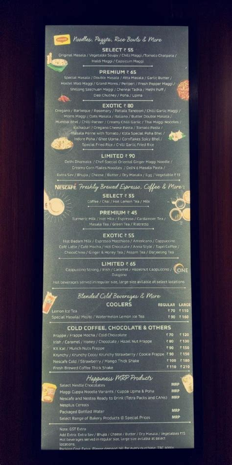 Menu at nescafe, Surat, Green city