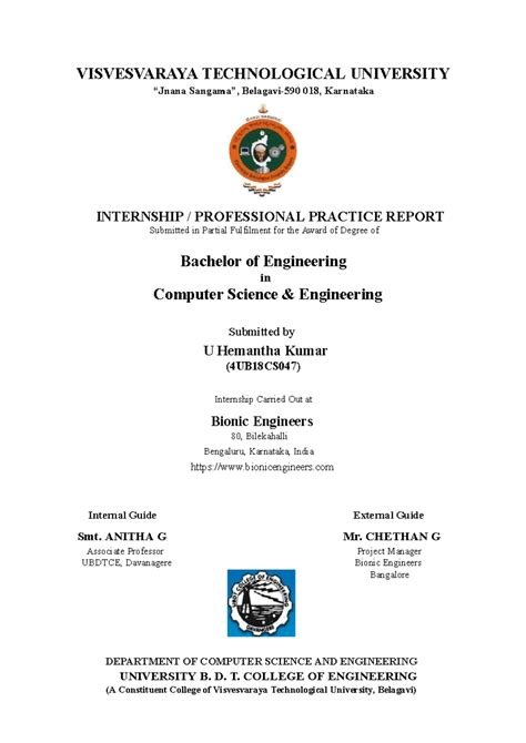 U Hemantha Kumar's Internship Report on Full Stack Web Development ...