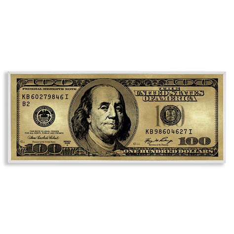Stupell Industries Hundred Dollar Bill Novelty & Humor Painting White ...