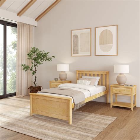Plank+Beam Solid Wood Twin Bed Frame with Headboard, Classic Twin Size ...