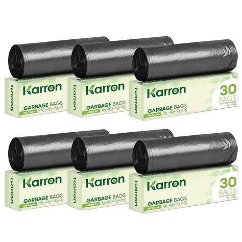 KARRON Garbage Bags Medium Size - 19x21 Inches, 6x30 pcs, Polythene ...