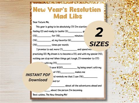 New Year's Resolution Mad Lib Printable | Rossy Printable