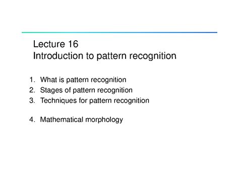 Cp467 Lecture 16: Introduction to Pattern Recognition Techniques - Studocu