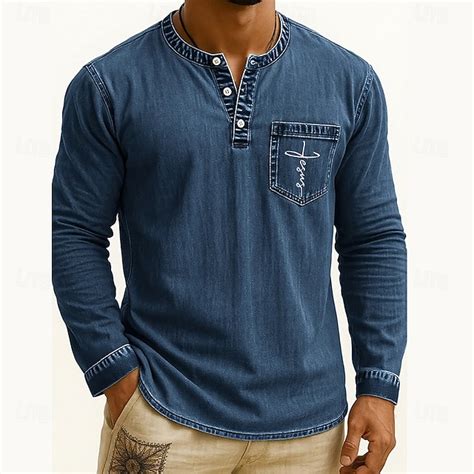 Men's Henley Shirt Tee Tee Top Long Sleeve Shirt Long Sleeve Henley ...