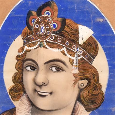 Paper Painting Of Lord Baby Krishna Ji With Wooden Frame