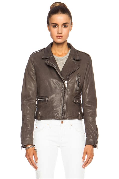 Barbara Bui Leather Jacket with Laces in Grey | FWRD