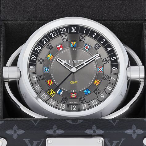 Trunk Table Clock, Quartz, 80mm, Steel, Monogram Eclipse - All Watches ...