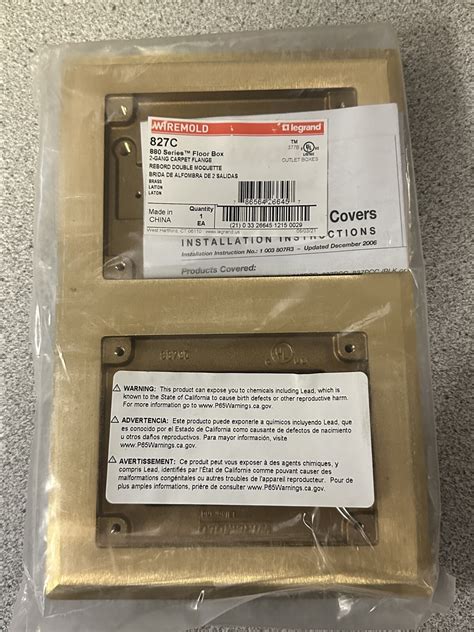 NEW Wiremold 827C 2-Gang Brass Rectangular Carpet & Tile Floor Outlet ...