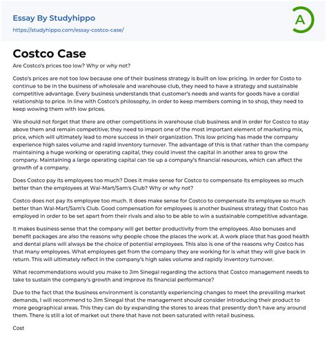 Costco Case Essay Example | StudyHippo.com