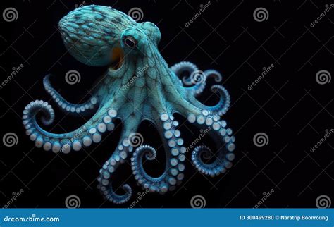 Blue Ringed Octopuses Tetrodotoxin Poisonous Octopus Dangerous Aquatic Animals Black Background ...