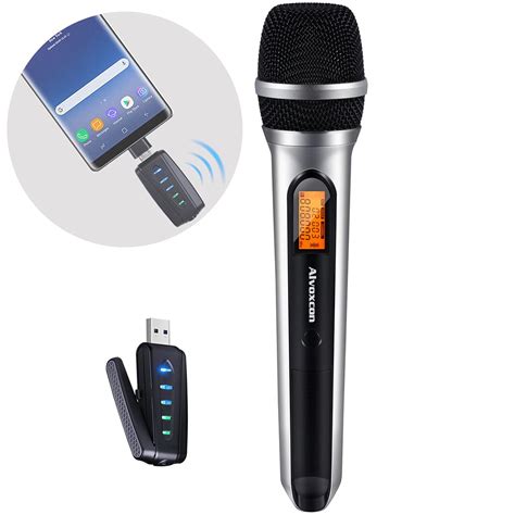 USB Wireless Microphone, Alvoxcon UHF Unidirectional mic for Smartphone ...