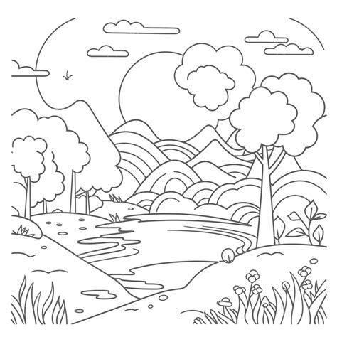 Landscape Coloring Pages Simple