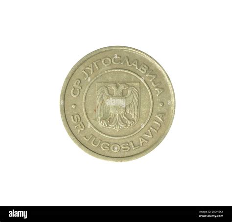 Obverse of Five Dinar coin made by Yugoslavia in 2000, that shows Coat of arms of Federal ...