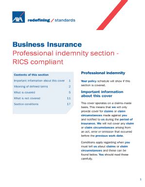 Fillable Online Professional indemnity section RICS compliant Fax Email ...