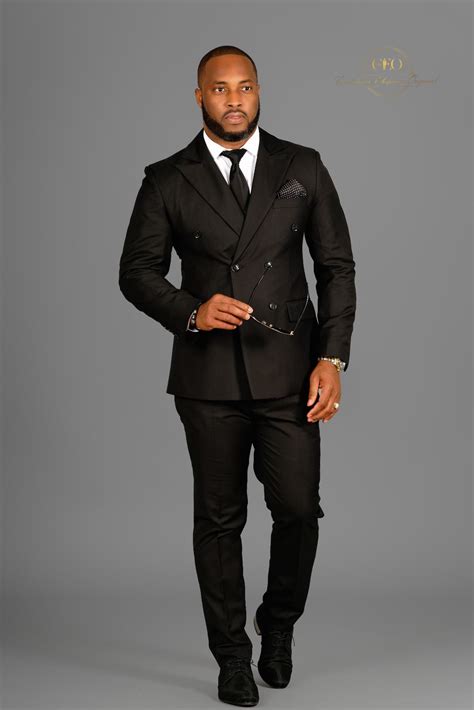 2 Piece Black Double Breasted Business Black Buttons Suit – Mr CEO ...