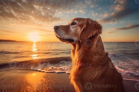 Golden Retriever At The Beach