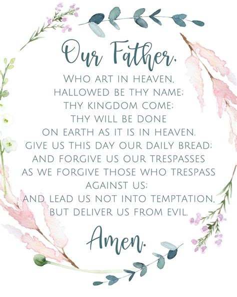 The Lord's Prayer Our Father Prayer Catholic Prayer - Etsy UK