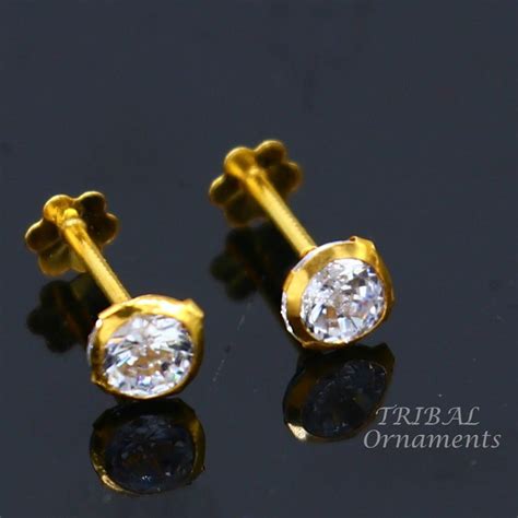 4mm 18k yellow gold handmade fabulous cubic zircon stone excellent ...