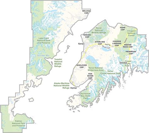 Kenai Peninsula Borough Map, Alaska - US County Maps