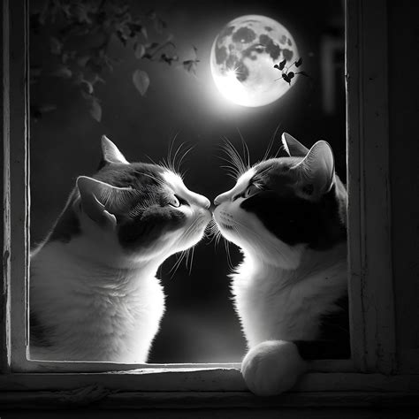 Download Cats, Moonlight, Kiss. Royalty-Free Stock Illustration Image ...