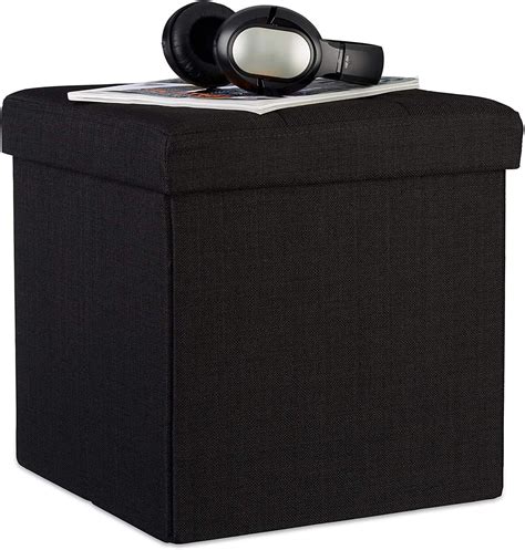 ALMAND Round Linen Pouffe Ottoman Stool Pouffes Sitting Stool Linen ...